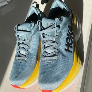 Hoka Sky Blue and Vibrant Yellow Sneakers
